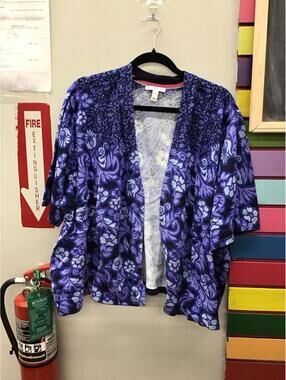 Isaac mizrahi live! Open front cardigan purple blue Easter spring new from HSN